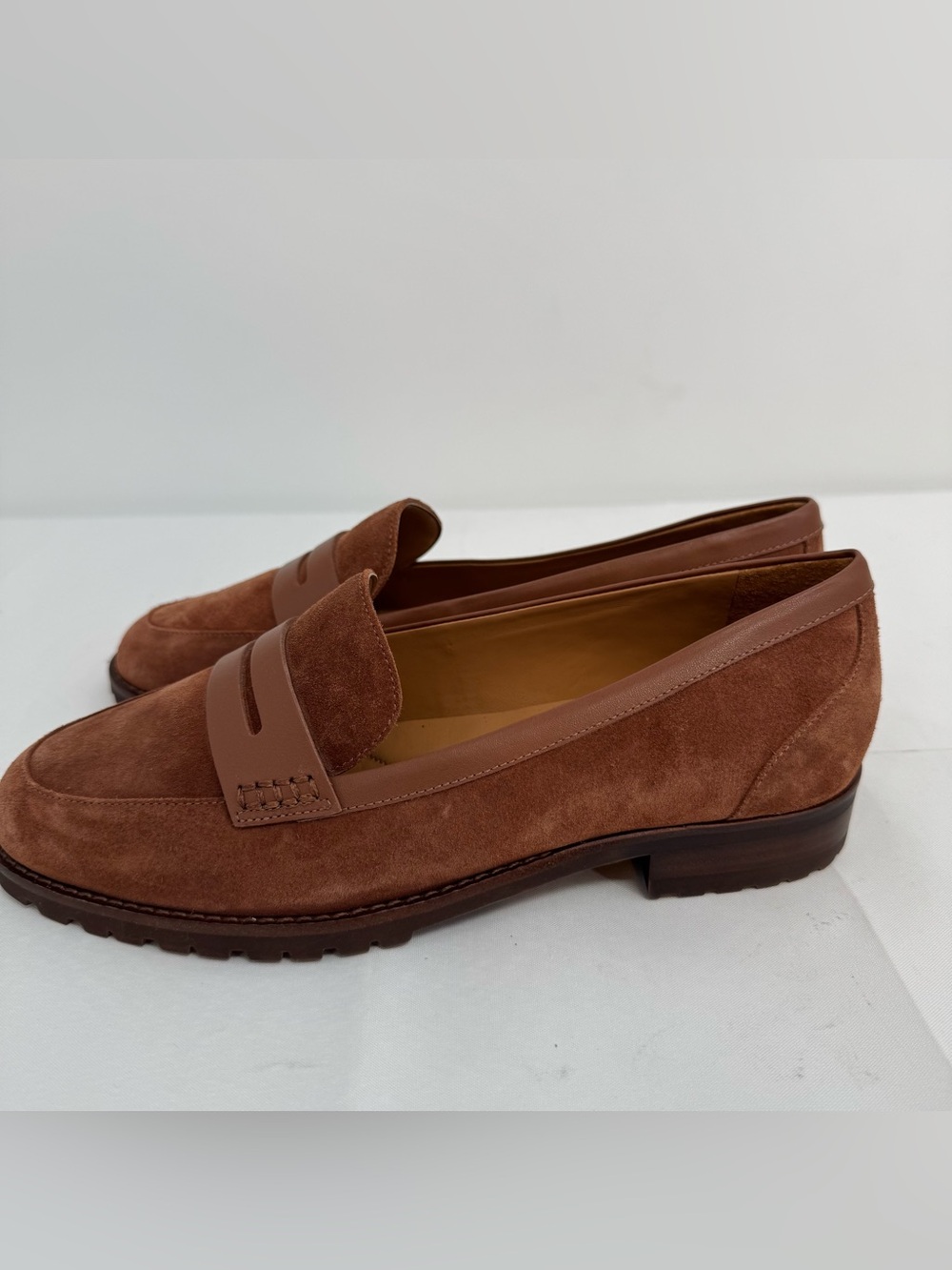 NEW $159 TALBOTS Cassidy Suede Penny Loafers Women's Size 8.5 Cognac - Picture 8 of 12